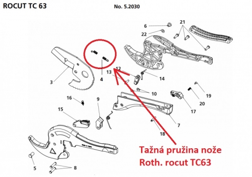 Tažná pružina nože Rocut TC 63